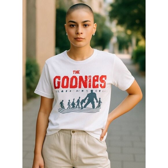 The Goonies Tops - The Goonies Movie Tee Womens White Red Black Graphics